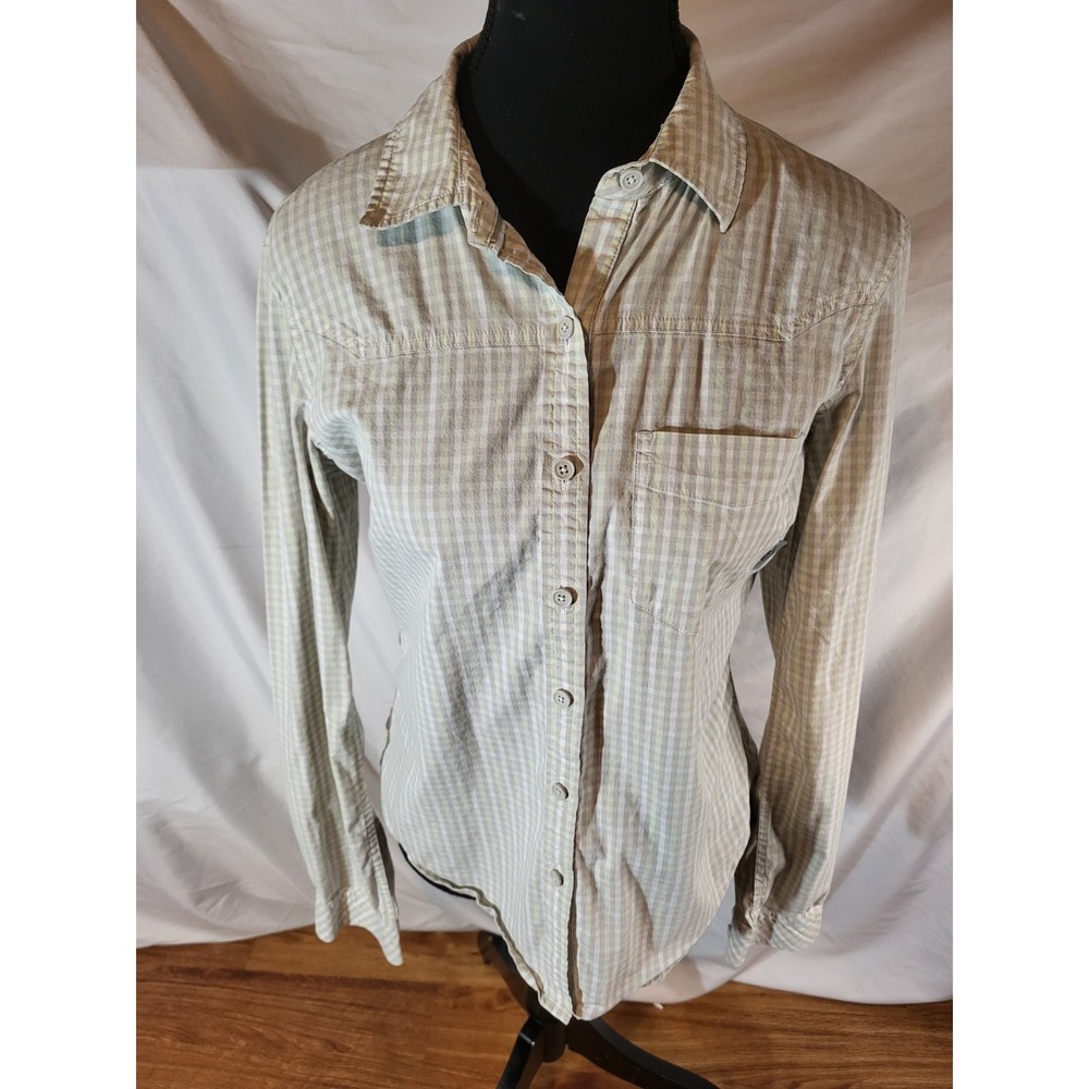 Stio Womans Plaid Button Down Light Weight Long Sleeve Shirt Small